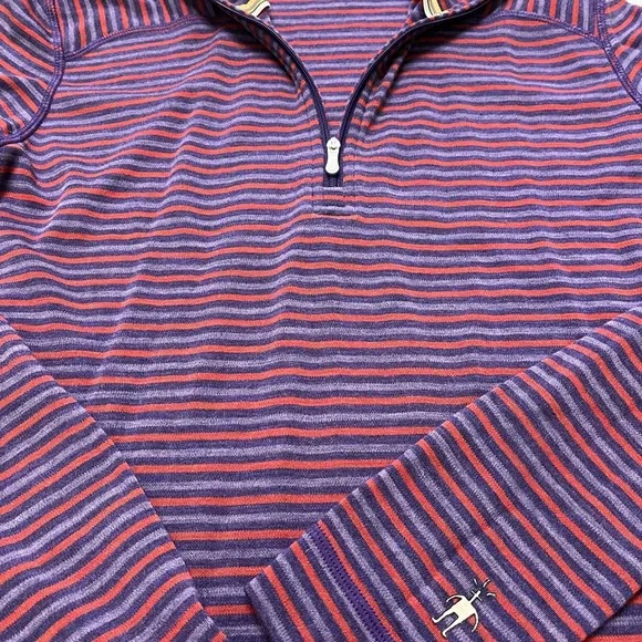 Smartwool Quarter Zip Striped Base Layer Mountain Purple Moab - Picture 4 of 12